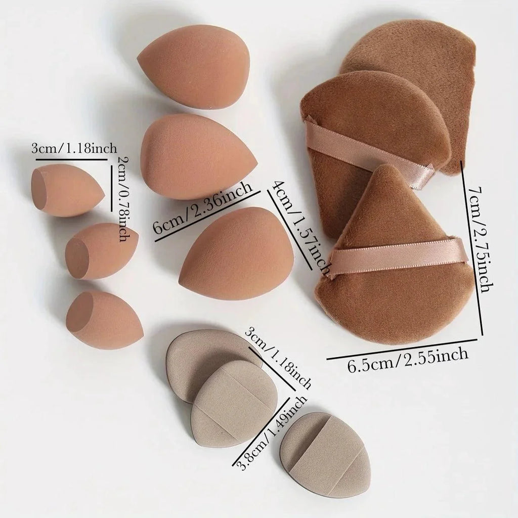 12 Piece All Purpose Makeup Sponge Set with Loose Powder Puffs Mini Air Cushion Puffs Beauty Eggs and Mini Beauty Sponges