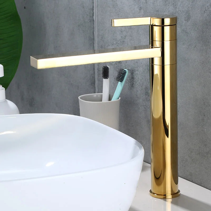 DecorBites™ Gold Solid Brass Bathroom Basin Faucet Mixer Sink Tap