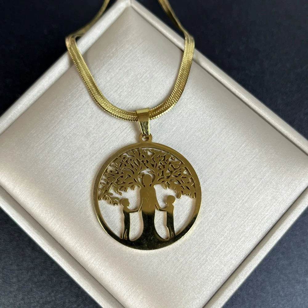 Tree of Life Pendant Necklace | Stainless Steel Family Tree Jewelry for Men and Women
