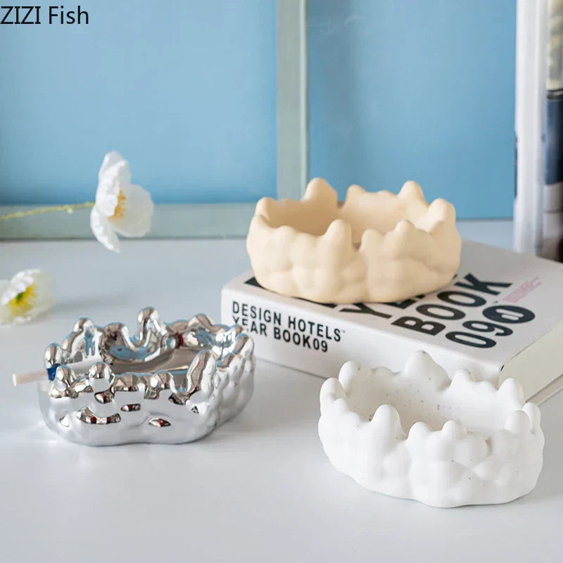 "DecorBites™ Ceramic Bubble Clouds Ashtray for Home & Office Smoking Accessories"