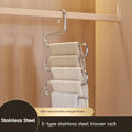 5-Layer Stainless Steel Pant Rack | Multifunctional Non-Slip Clothes Hanger