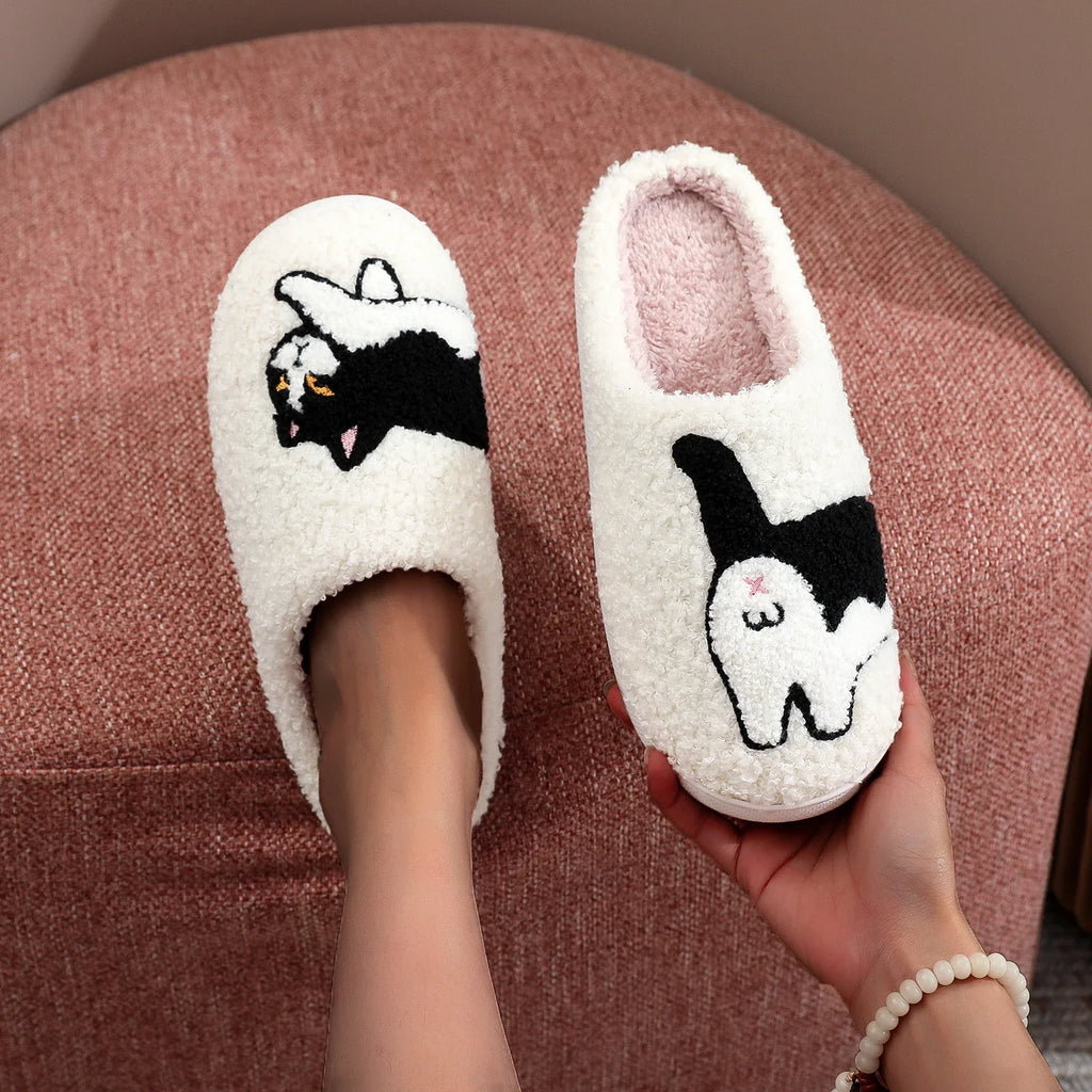 Embroidered Cat Pattern Slippers