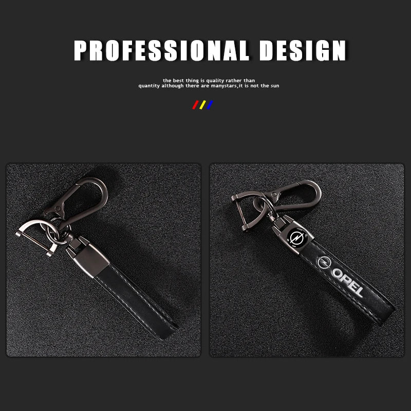 Opel Leather Keychain | Embroidered Car Emblem Key Ring