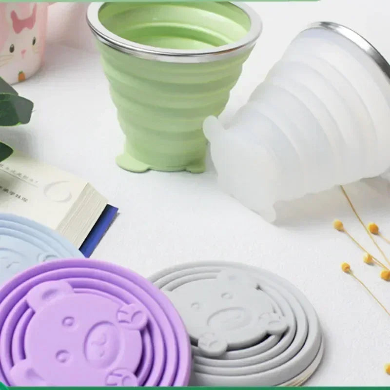 180ml Silicone Folding Travel Cup | Portable Collapsible Mug with Lid