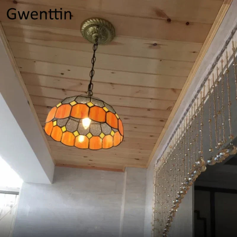 DecorBites™ Diamond Square Stained Glass Pendant Light for Home Decor and Lighting