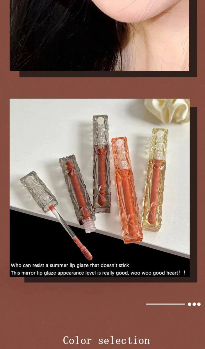 Long-Lasting Lip Gloss - Moisturizing Waterproof Mirror Finish