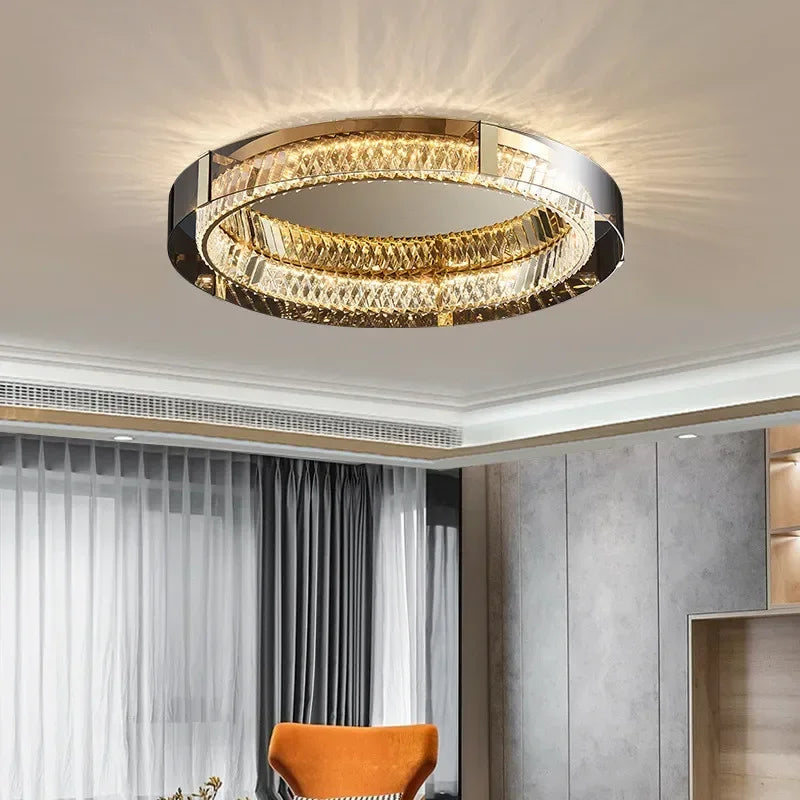 DecorBites™ Elegant Crystal LED Dimmable Ceiling Lamp Glass Luminarias Lighting