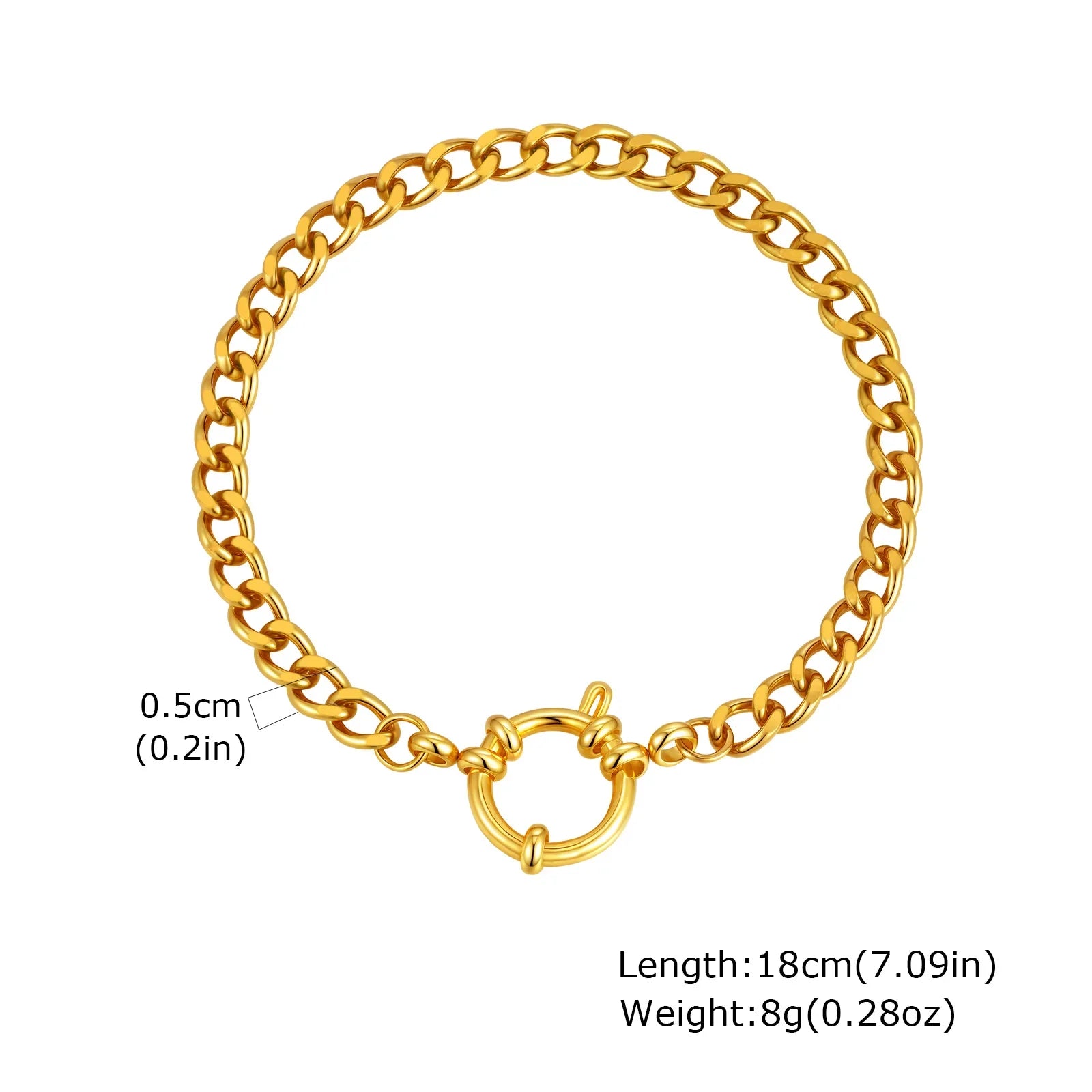 Vnox Square Chain Bracelet | Gold Stainless Steel Round Bubble Link Jewelry for Women