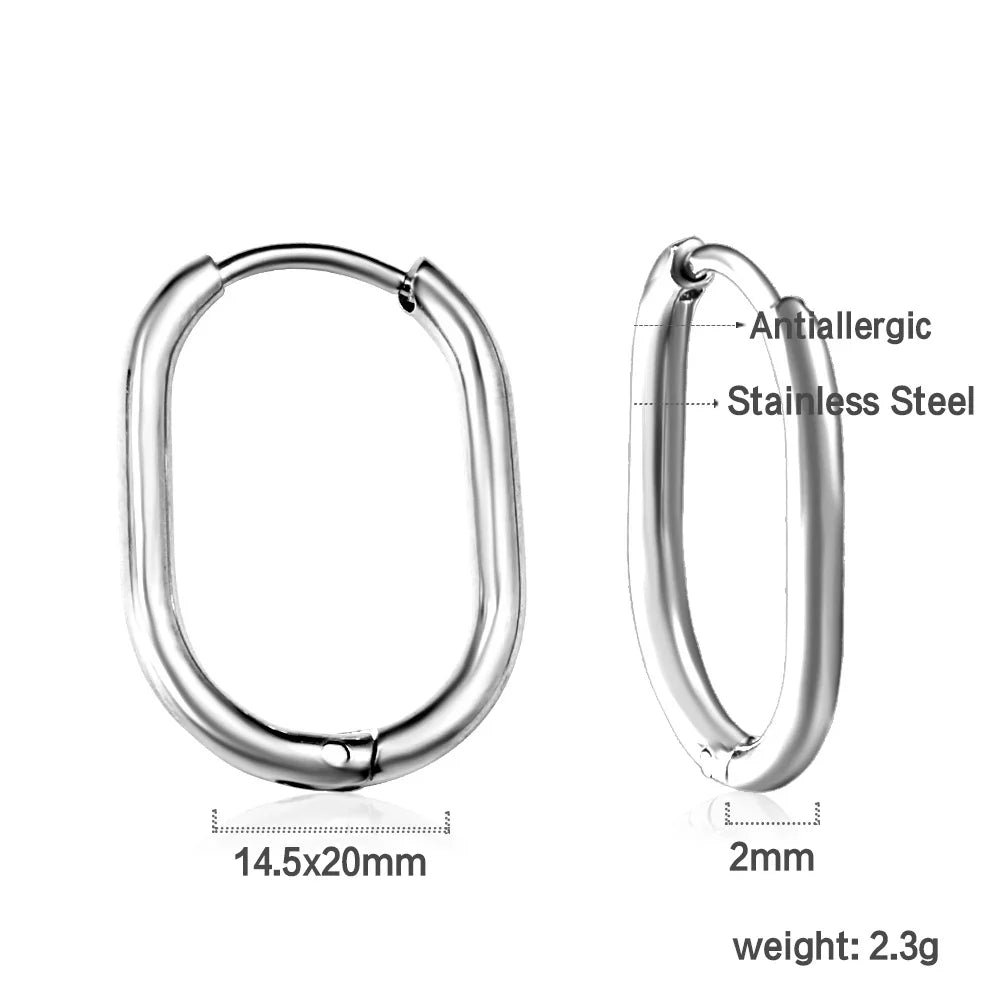 Stainless Steel Hoop Earrings for Women | Hypoallergenic Round Hinged Hoops - 12/14/16mm