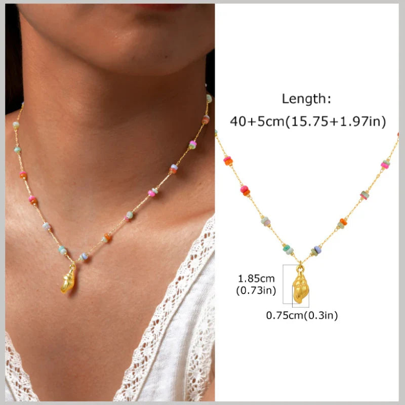 18k Gold Plated Pearl Shell Starfish Necklace | Summer Beach Jewelry for Women