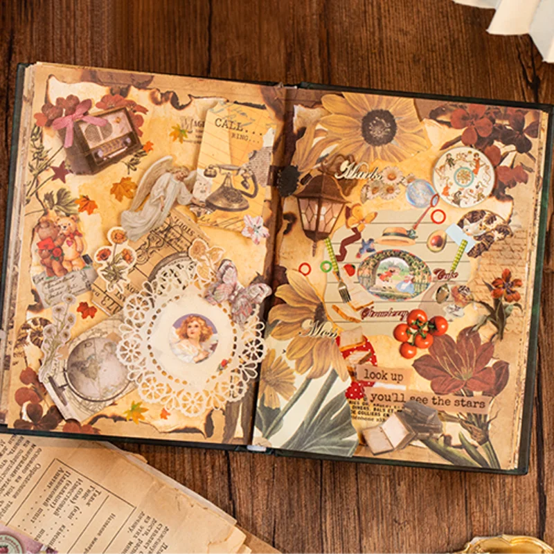 Mr. Paper 30pcs Vintage Sticker Book | Old-Timey Amusement Park Retro Decal Collection for Planners and Journals