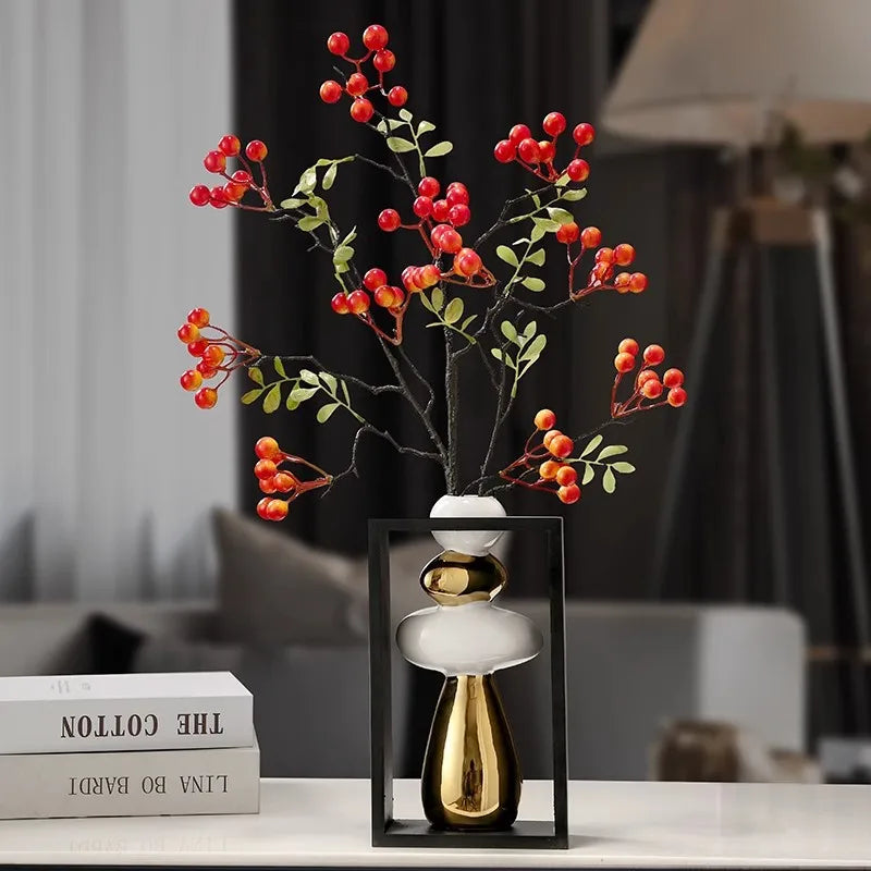 DecorBites™ Geometric Golden Rockery Vase Stack for Home Decor
