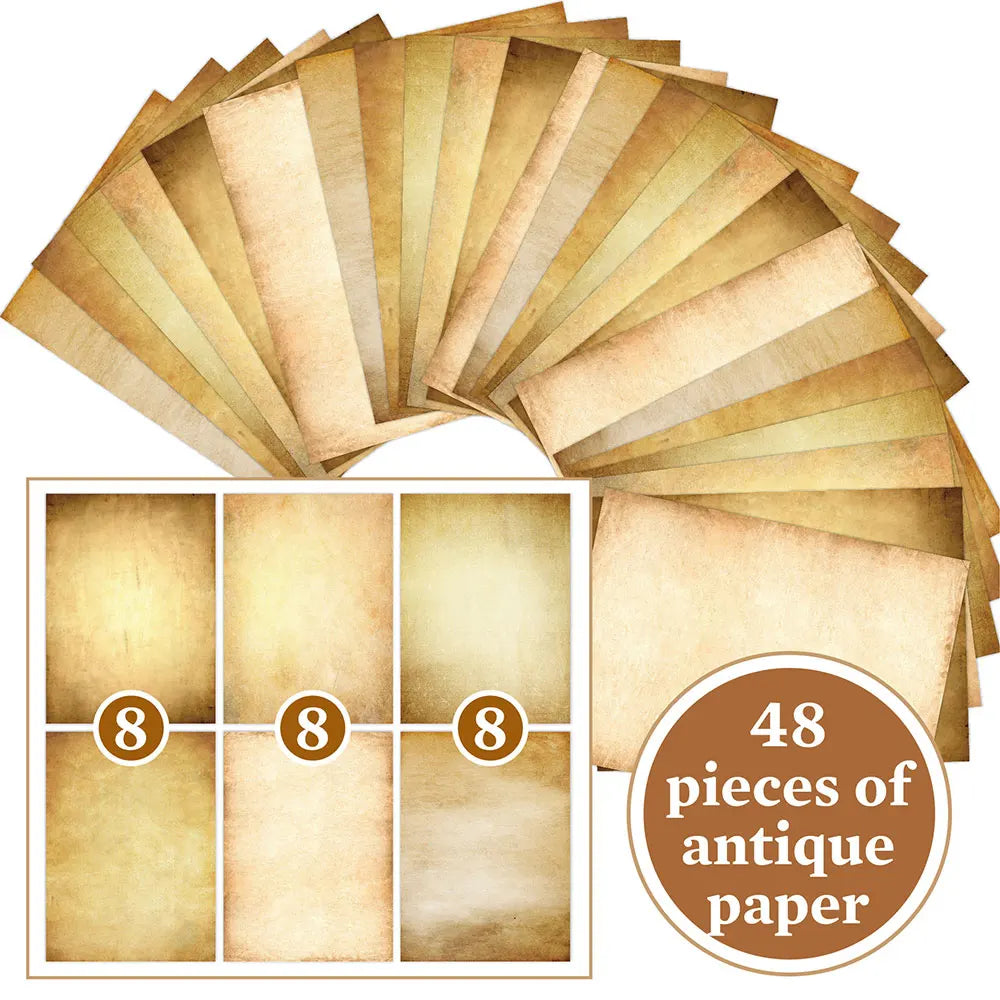 48 Sheets Vintage Scrapbook Paper Set | A4 Retro Junk Journal Collage Supplies