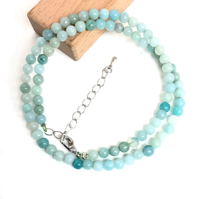 Natural Stone Bead Adjustable Necklace | Agate Opal Tigers Eye Quartz Crystal Jewelry