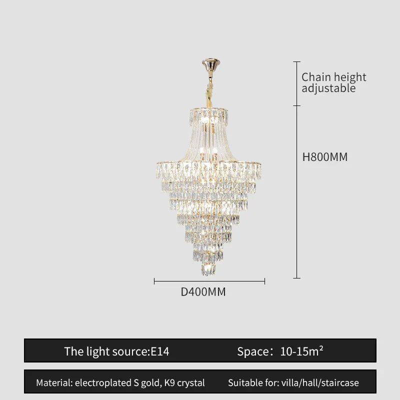 Elegant chrome multi tier crystal chandelier living room art
