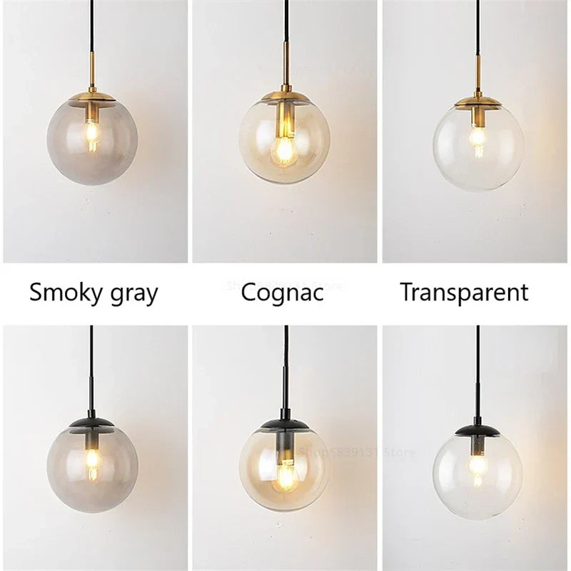 Modern brass and glass ball wall lamp for bedroom decor