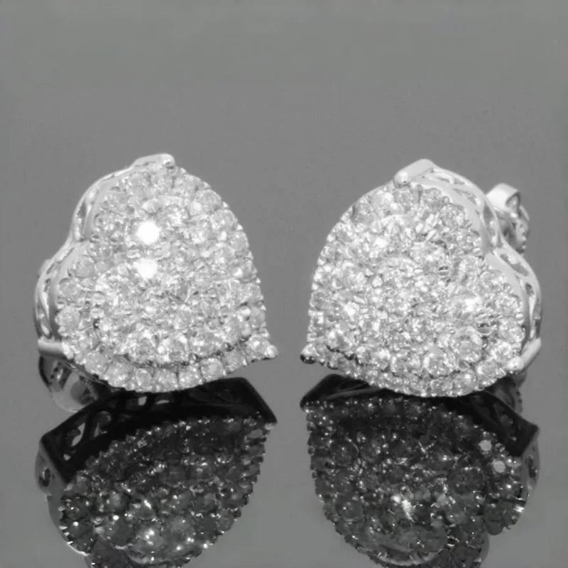 Square Cubic Zirconia Stud Earrings | Vintage Style for Women and Men