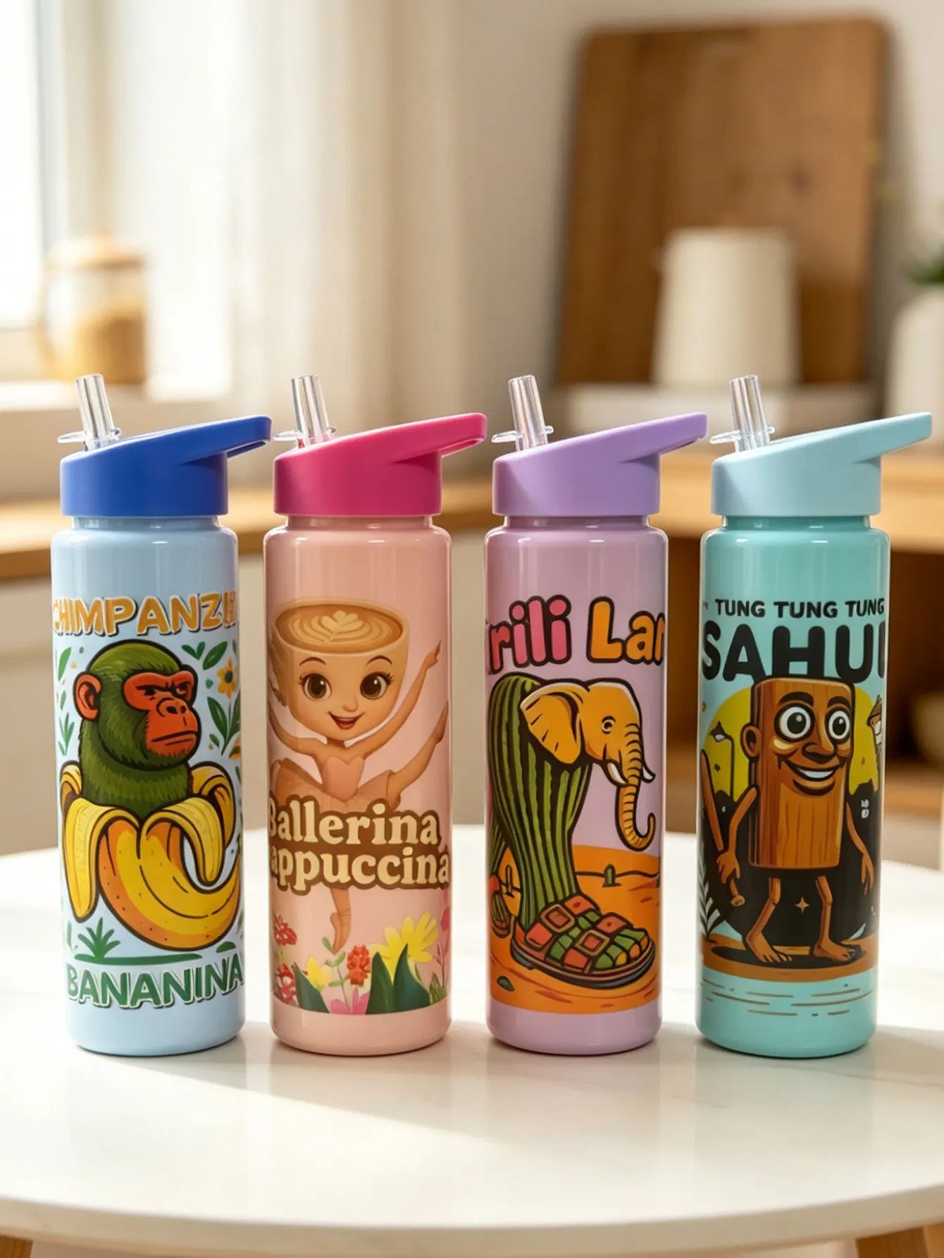 Cartoon Straw Cup 750ml | BPA Free Summer Water Bottle