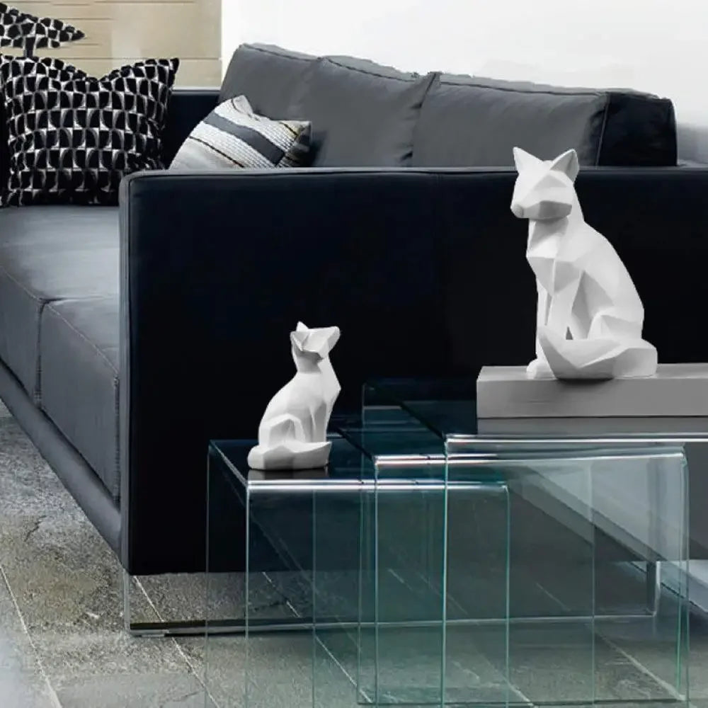 DecorBites™ Geometric Fox Sculpture Modern Home Decor Abstract Ornaments Statues