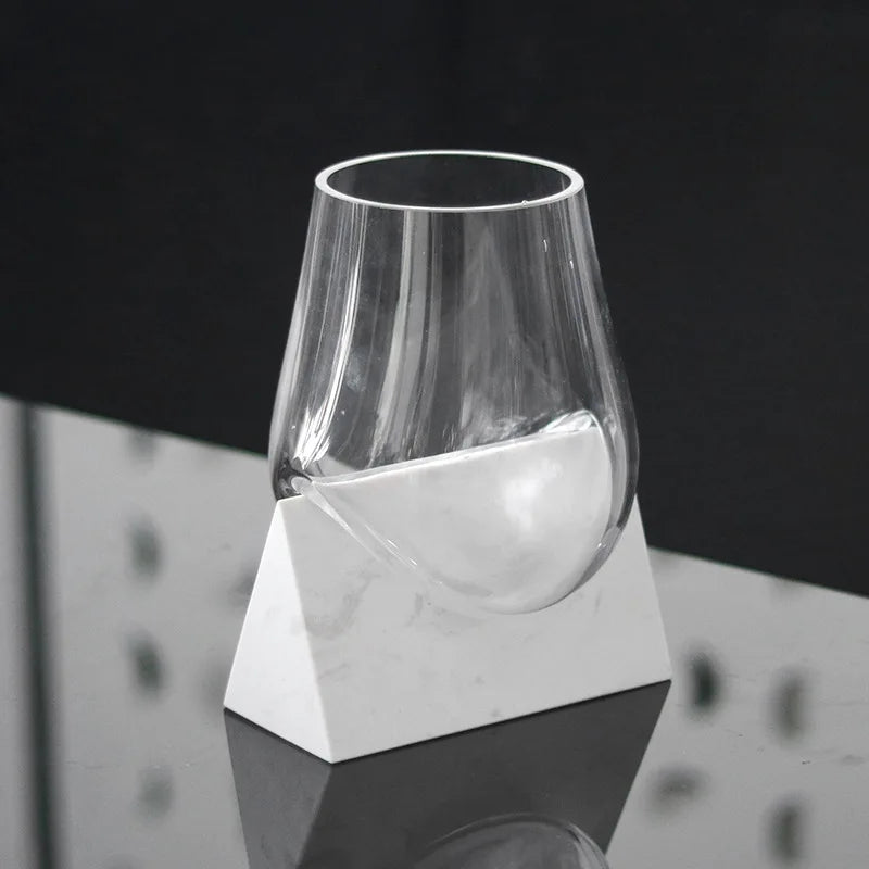 DecorBites™ Abstract Glass Vase with Marble Base for Home Decoration