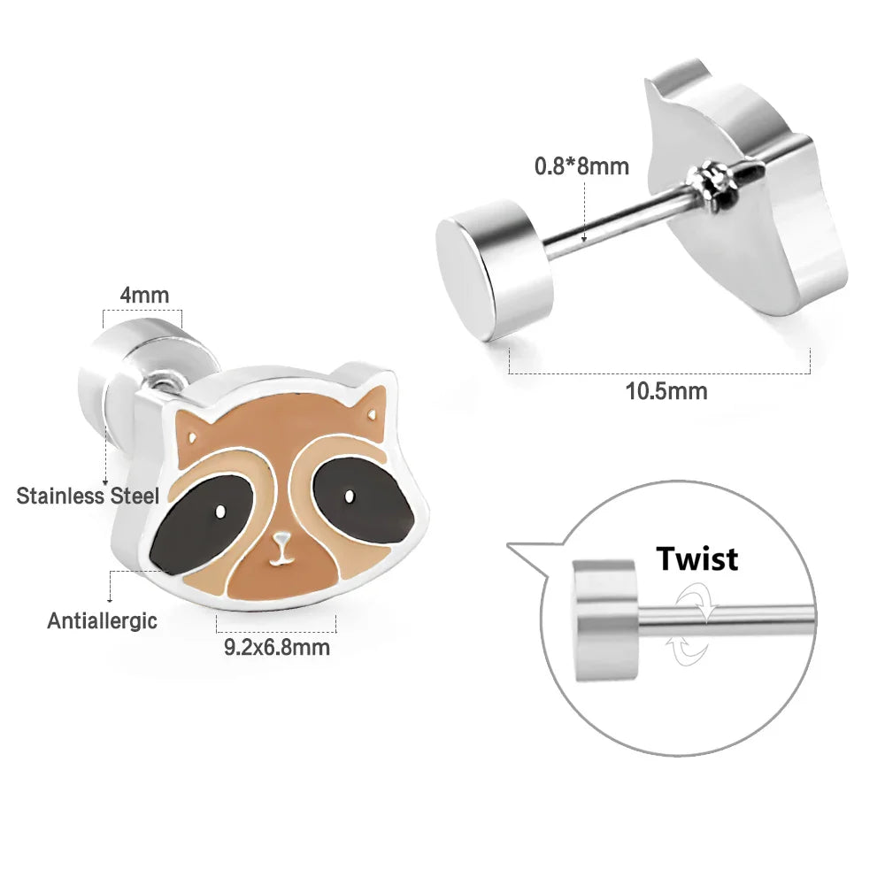 Cute Acrylic Animal Stud Earrings | Surgical Steel Hypoallergenic Earrings for Women and Girls