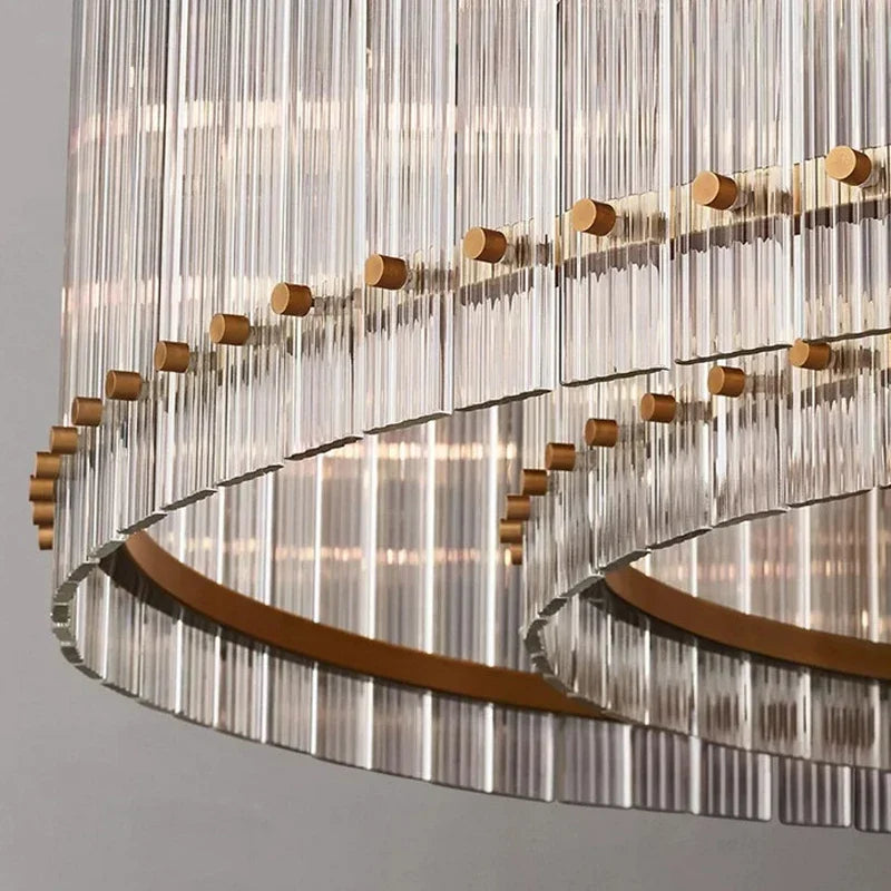 DecorBites™ Gold Double Layer Ring Crystal Pendant Light for Elegance in Every Room