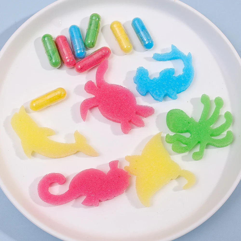 3Pcs Expanding Sponge Capsule Toys | Dinosaur and Sea Animal Bath Puzzles