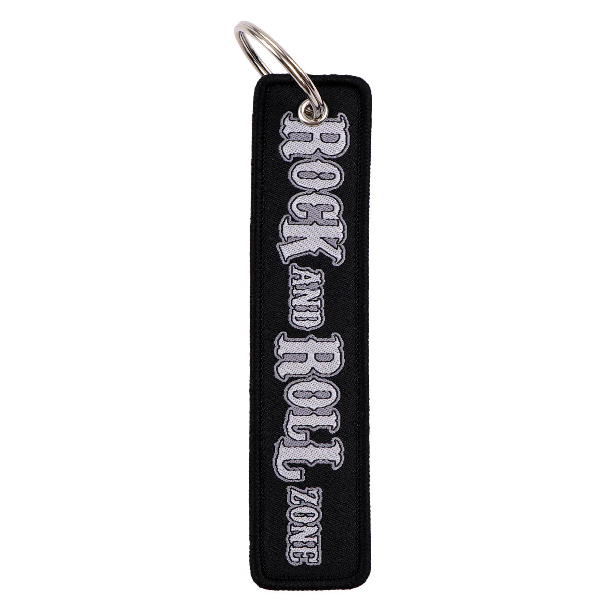 Rock and Roll Key Fob | Black Embroidery Key Tag for Bags and Gifts