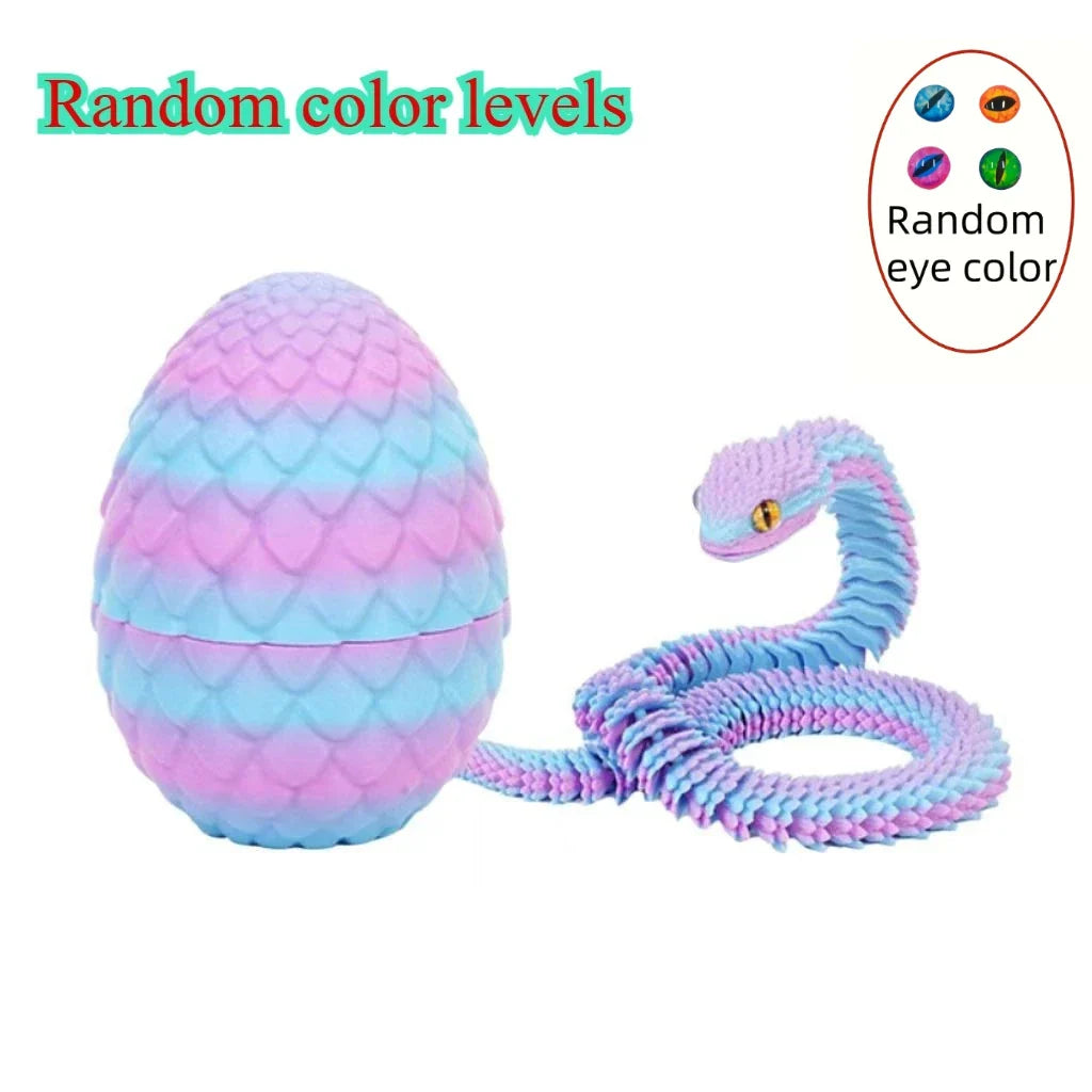 3D Printed Snake with Egg | Articulated Desktop Animal Decoration