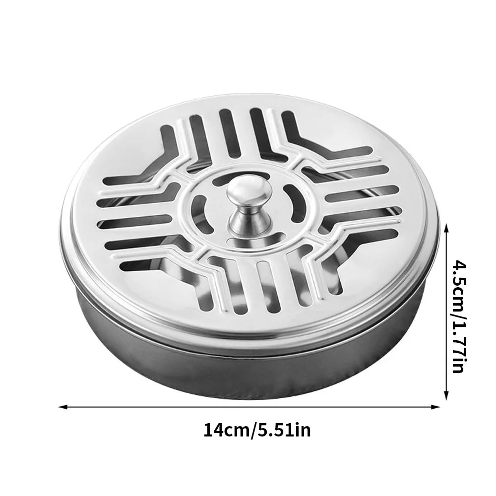 Stainless Steel Mosquito Coil Holder with Cover | Round Mosquito Coil Tray