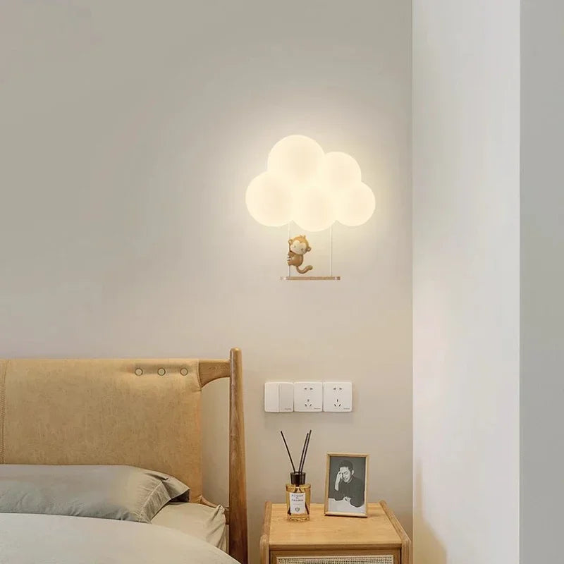 DecorBites™ Kids Room LED Animal Wall Lamps - Monkey Rabbit Cloud Design