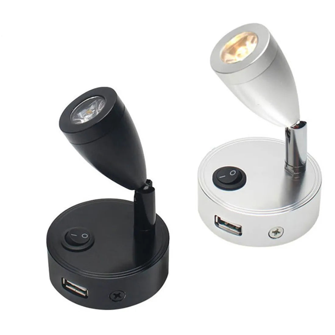 DecorBites™ 12V LED Spotlight with USB Charger for Camper Van Trailer Bed Reading Light