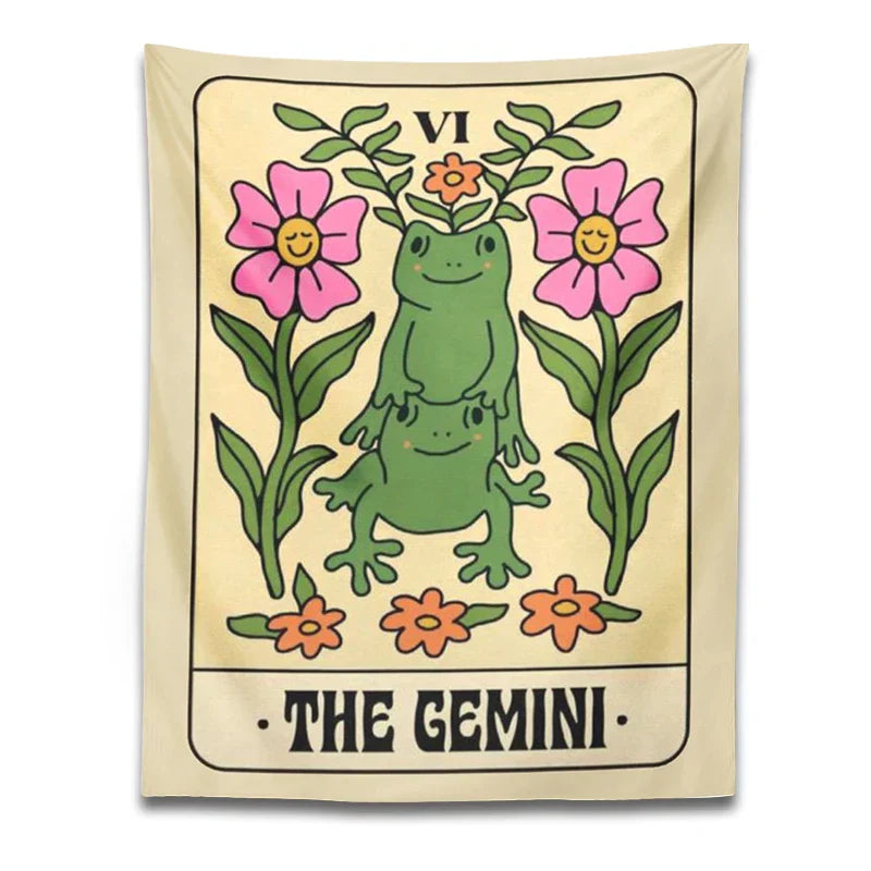 DecorBites™ Gemini Frog Constellation Wall Hanging Tapestries for Boho Room Decor