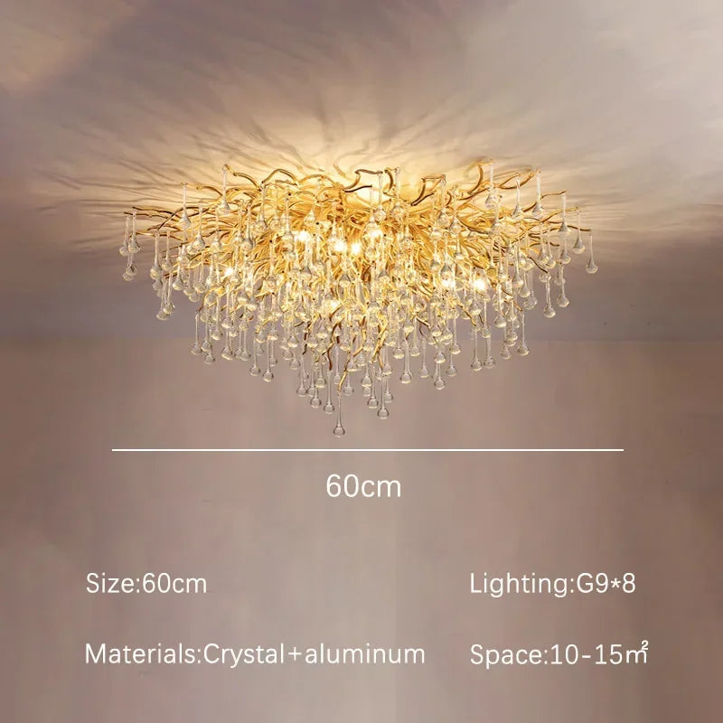 Modern golden decorbites crystal dendritic chandelier dining room light