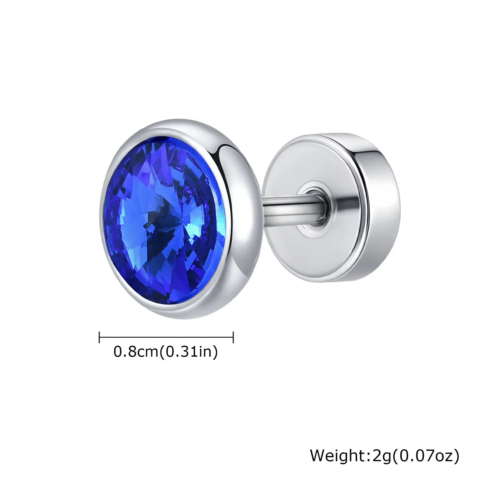 Stainless Steel Men’s Earrings | 8mm Multi-Faceted Screw Back Stud