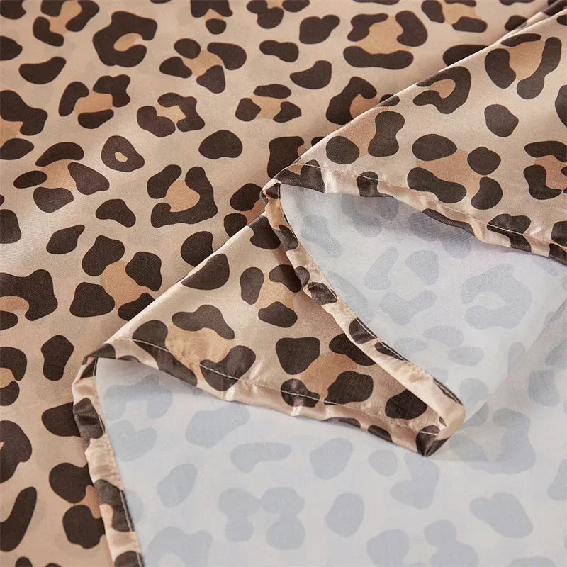 DecorBites™ Leopard Print Satin Bedsheet Set King & Queen Sizes