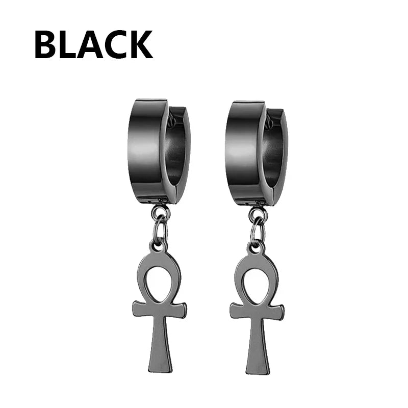 Punk Stainless Steel Stud Earrings Set | Unisex Hip Hop Piercing Jewelry