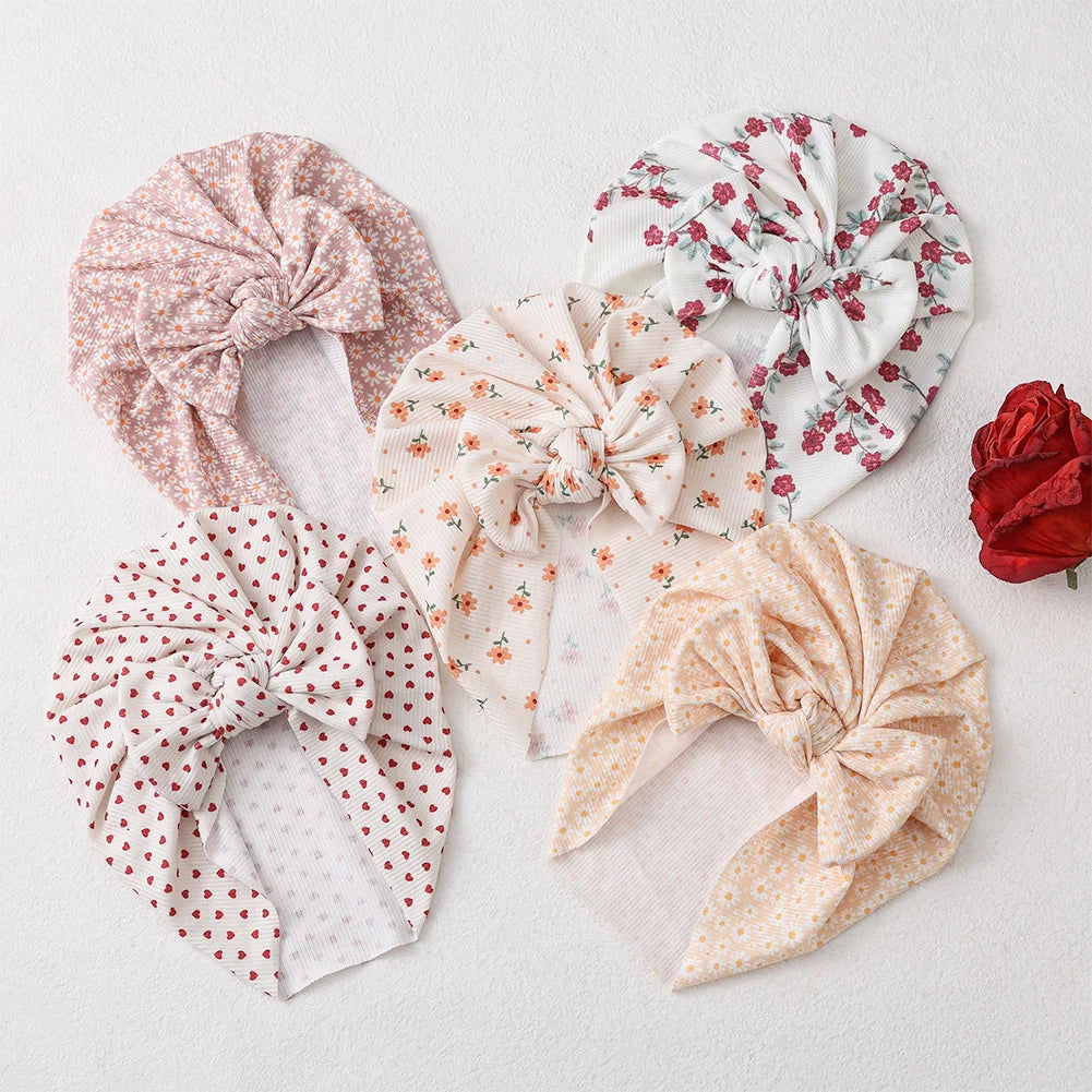 Baby Turban Hats with Prints | Soft Knit Newborn Caps