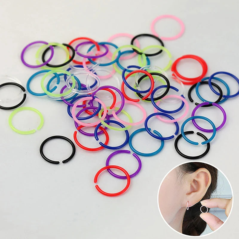 Vintage Round Resin Hoop Earrings Set | 30Pcs Colorful Hypoallergenic Plastic Studs