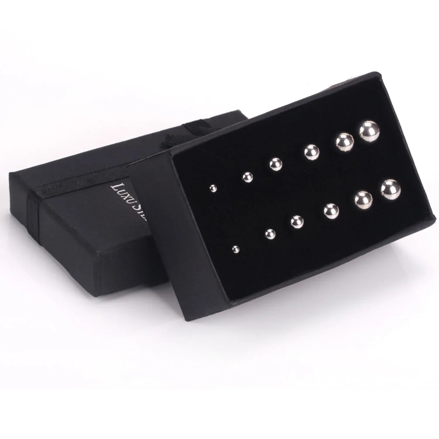 Stainless Steel Ball Stud Earrings Set 6 Pairs | Minimalist Round Clip Earrings for Women Girls