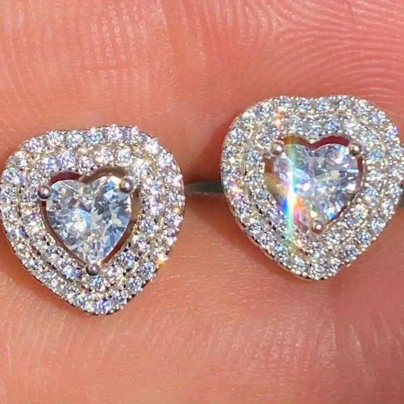 Square Cubic Zirconia Stud Earrings | Vintage Style for Women and Men