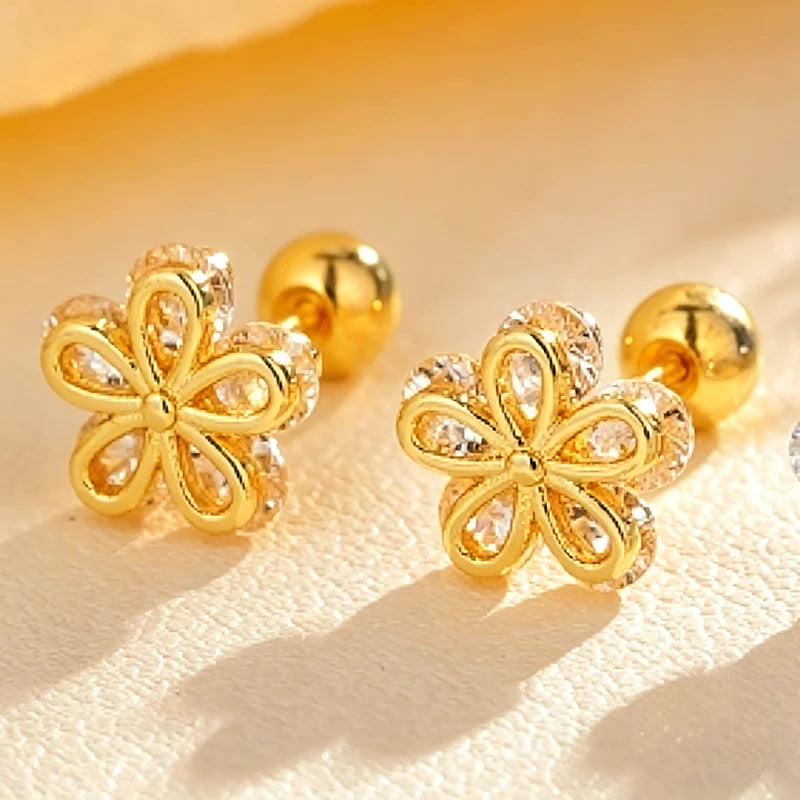 Heart Stud Earrings for Women | Hypoallergenic Screw Back Piercing Jewelry