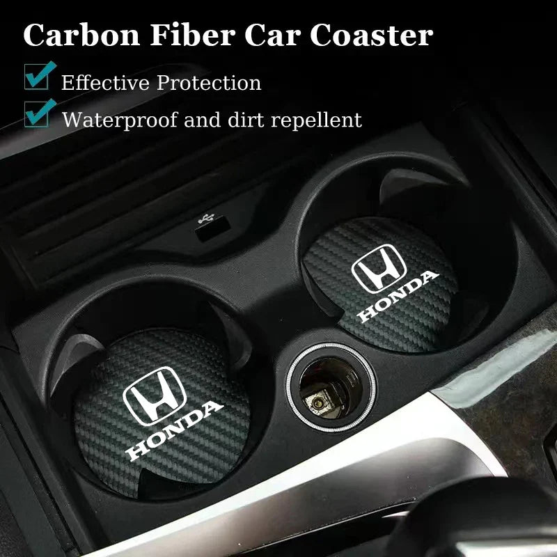2Pcs Car Cup Groove Pad Leather Sound Insulation Mat | For Honda Civic Accord Fit Jazz Pilot CRV Odyssey Passport City HRV