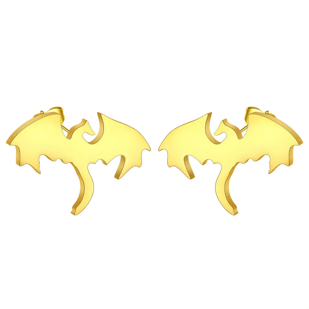 Punk Black Western Dragon Ear Stud | Stainless Steel Stud Earrings