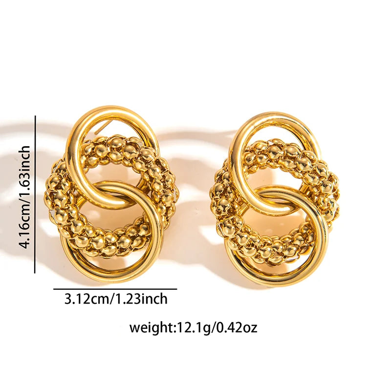 316L Stainless Steel Circular Splicing Earrings | Fashion Punk Hip Hop Jewelry Gift
