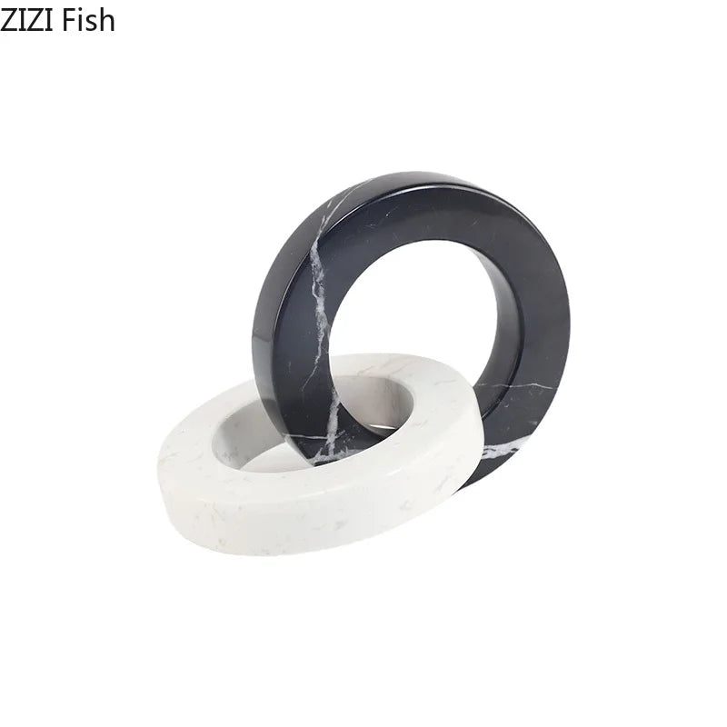 DecorBites™ Geometric Knot Sculpture Desk Decor - Abstract Square Ring Statue