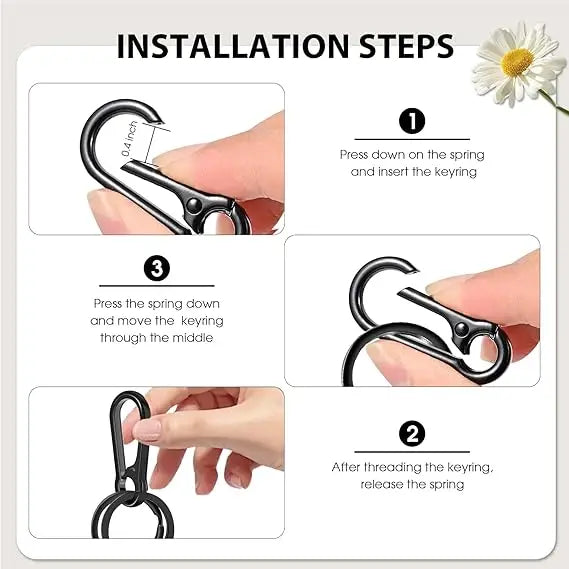 Metal Keychain Clip Hook | Double Loop Key Ring Holder for Car Keys