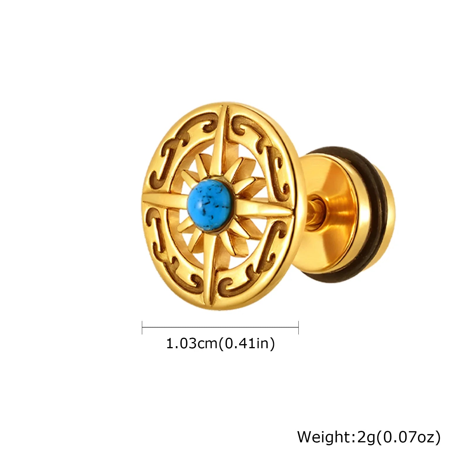 Vintage Men's Compass Stud Earrings | Stainless Steel Eight-Pointed Star Fashion Jewelry