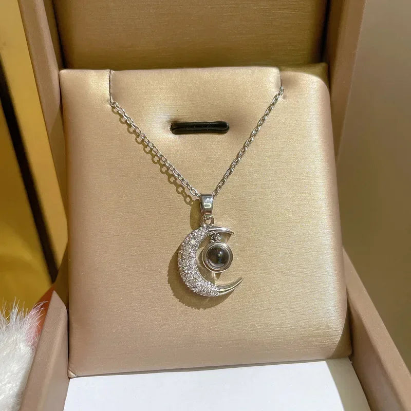 Crescent Moon Pendant Necklace | Vintage Stainless Steel Choker for Women
