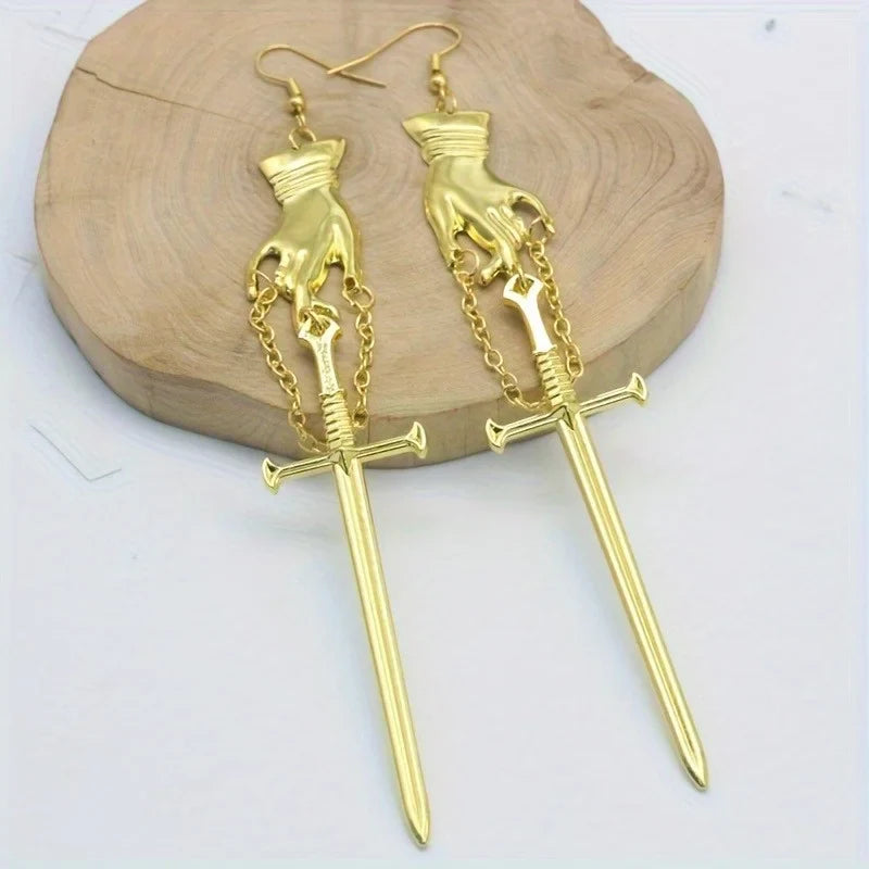 Sword Earrings for Women | Gothic Punk Drop Earrings